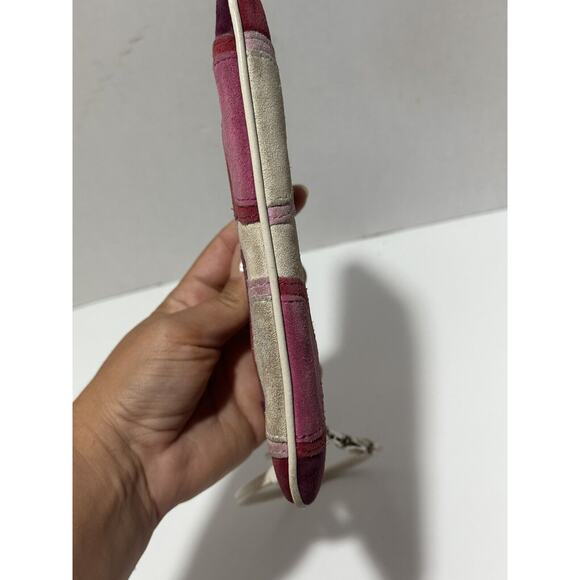 Coach Ltd Ed Op Art Multicolor Suede Leather Zipper Closure Wristlet Wallet - Picture 13 of 13